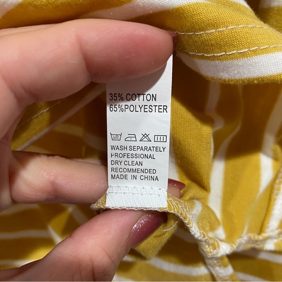 ROMWE Women’s Striped Long-Sleeve Crop Crewneck T-Shirt - yellow/white, size M - Picture 5 of 5